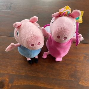 Peppa pig fairy and George Pig with dinosaur stuffie